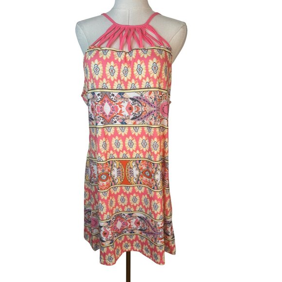 2/$30 NEW XL Sleeveless Geometric Stretchy Print Summer Dress - Picture 1 of 14